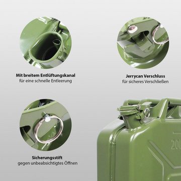 TRUTZHOLM Kanister 2x Benzinkanister Kraftstoffkanister Metall 20 Liter Olivgrün Kanister