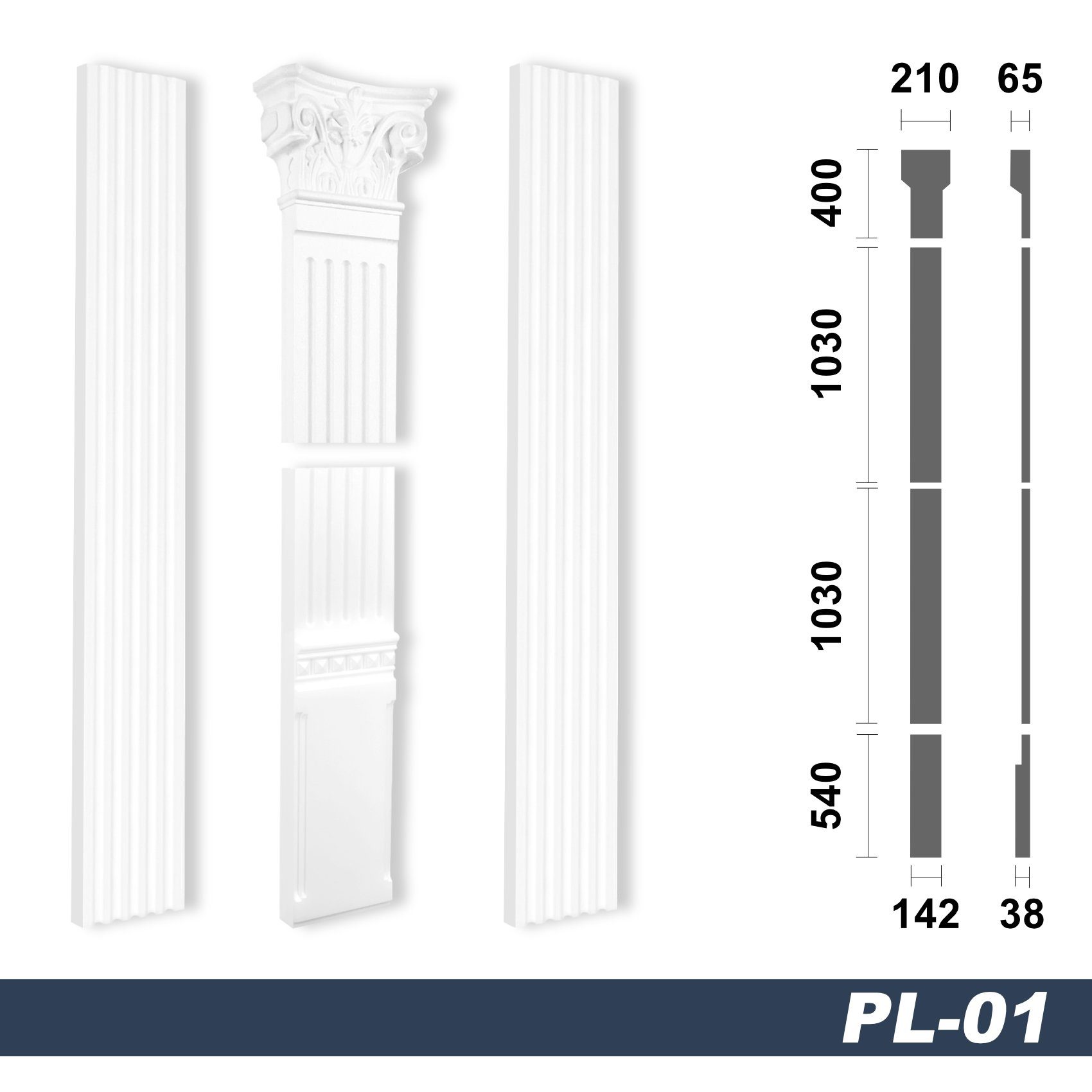 marbet design Wanddekoobjekt PL-01 (Pilaster Styropor in weiß - Barocke Wan günstig online kaufen
