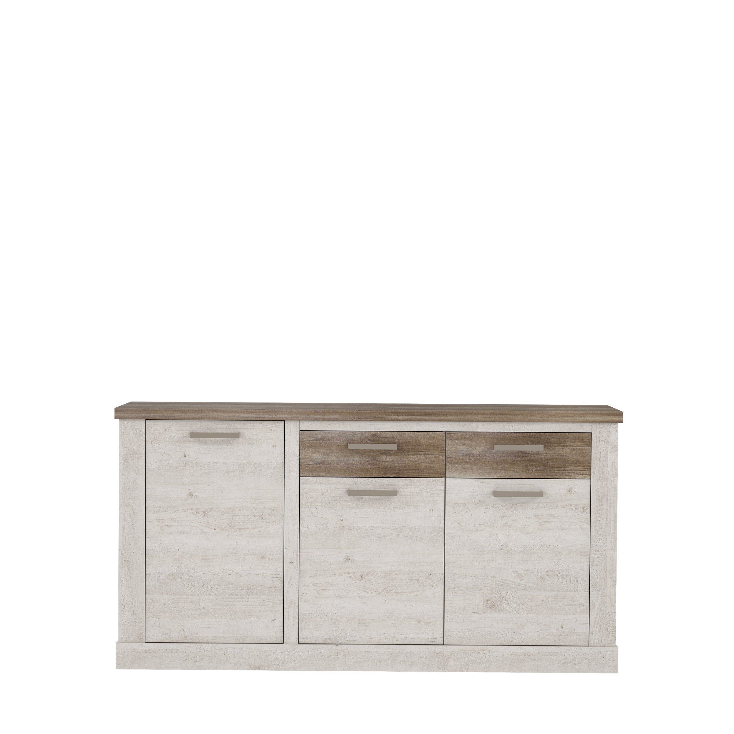freiraum Sideboard Duro (BxHxT: 173,9x90,3x41,3 cm), aus Holzwerkstoff in Pinia Weiss kombiniert mit Eiche Antik