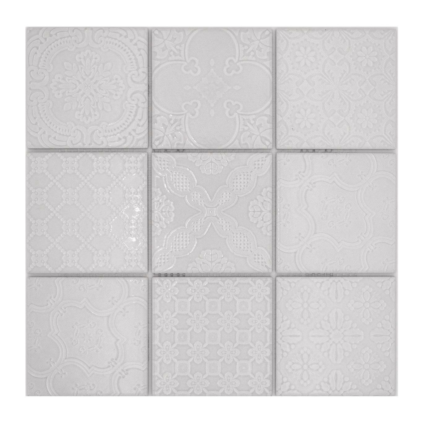 Mosani Mosaikfliesen Mosaik Keramik Steinzeug paris grey glänzend Retro Küche Bad