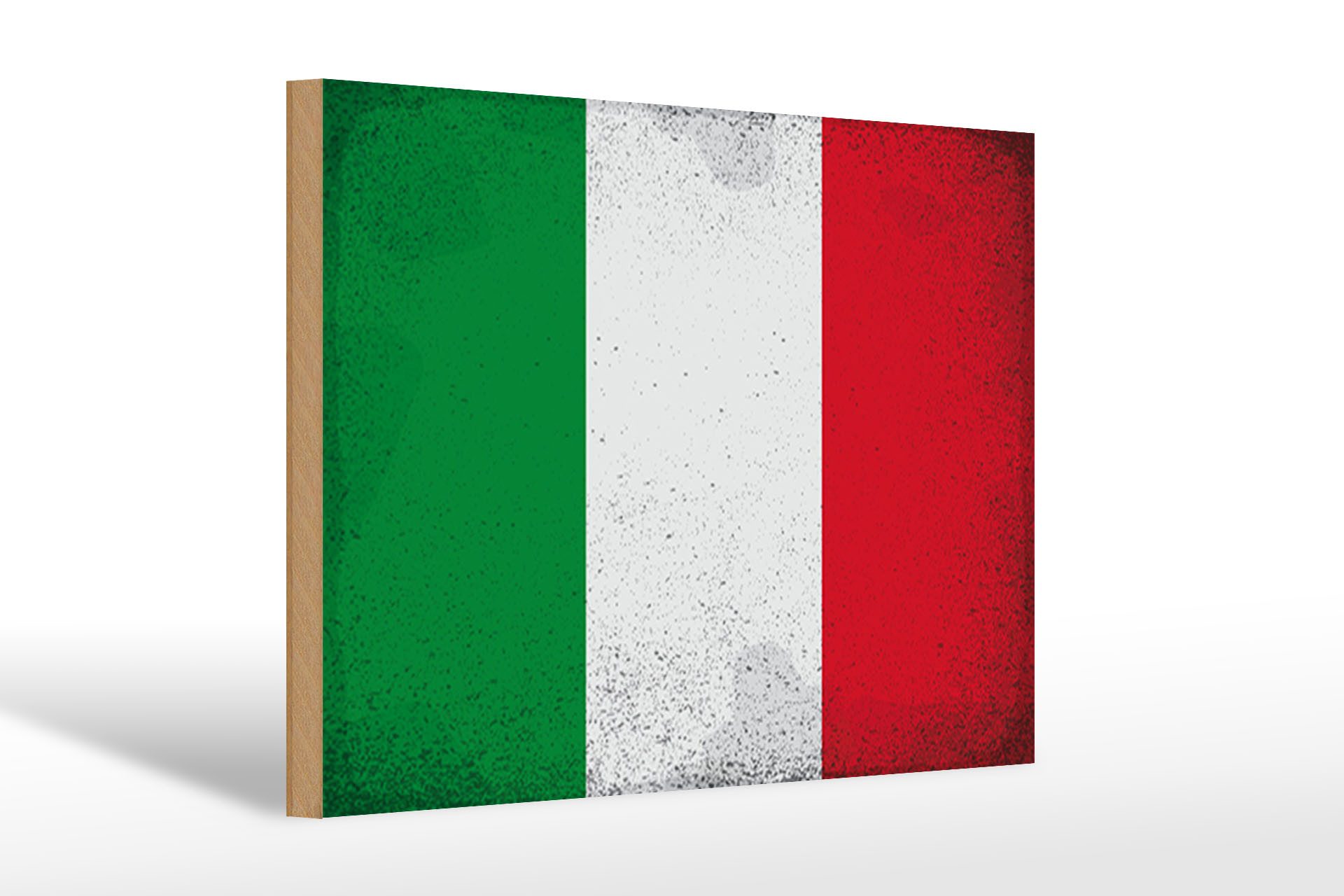Femer GmbH Holzbild Flagge Italien 30x20cm Flag of Italy Vintage, Flaggen (1 St), Glatte Holzfaserplatte (MDF), vorn beschichtet