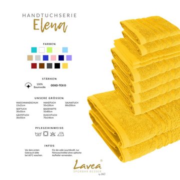 Lavea Gästehandtuch Elena, 30x50cm aus 100% Baumwolle, fusselfreies, pflegeleichtes hautfreundliches Gästehandtuch-Set (Set, 5-St), einzigartig weiche Frottee Gästehandtücher für jeden Hauttyp