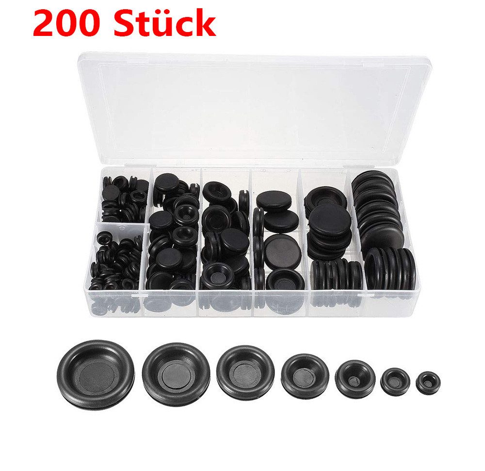 Hikity Dichtungsring Gummidichtung Меню Blech Auto Karosserie Firewall Hole Plug (200 Stück 7 Größen, 200-St), Elektrische Dichtung für elektrische Drähte