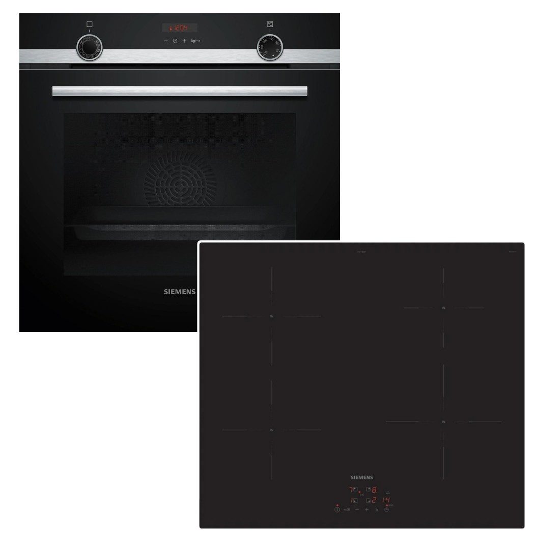 SIEMENS Backofen-Set Backofen Dampfunterstützung Pyrolyse + Induktionskochfeld Boost Touch, mit 1-fach Teilauszug, Pyrolyse-Selbstreinigung Hydrolyse
