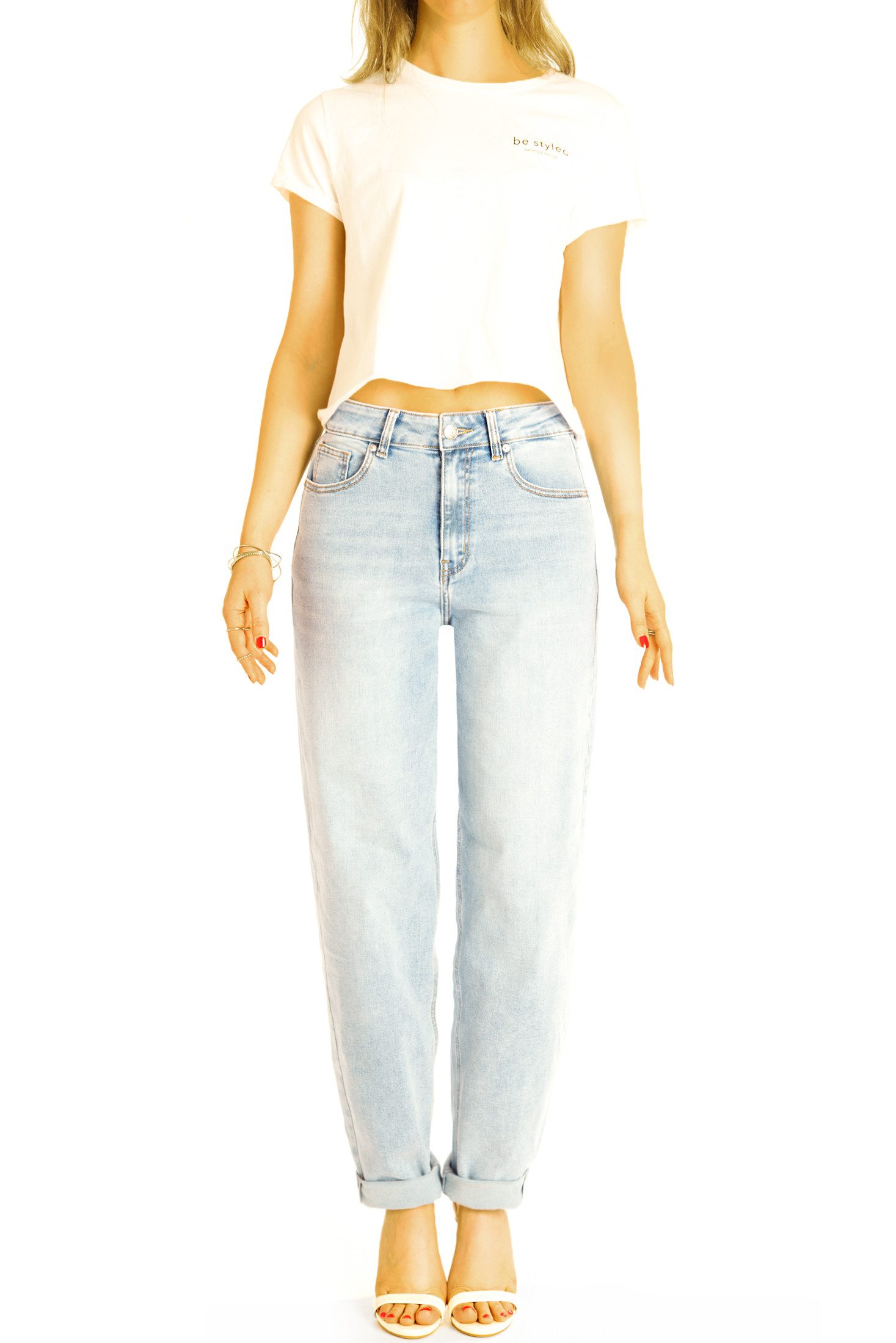 be styled High-waist-Jeans Lockere Mom Fit Boyfriend Jeans Hose High Waist Jeans - Damen - j33k mit Stretch-Anteil