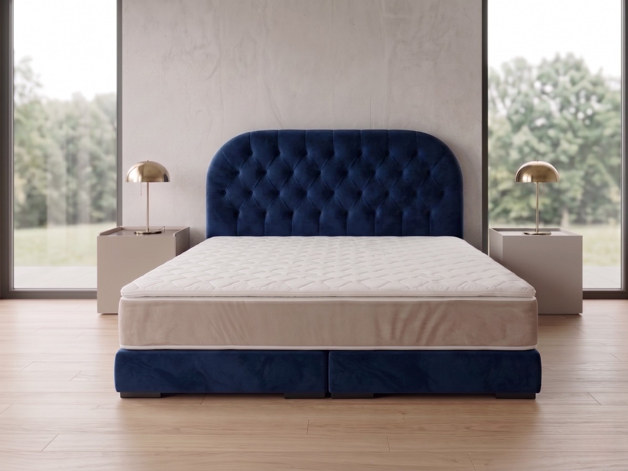 A&J MöbelLand GmbH Polsterbett LEON mit Kopfteil - Stilvolles Bettgestell für Ihr Schlafzimmer (Länge: 209 cm, Höhe Kopfteil: 110 cm, 4 Kopfteil-Varianten, 7 Größen zur Auswahl, Modernes Design, TOP ANGEBOT!, Inklusive Bettgestell), Komplettgestell-Set