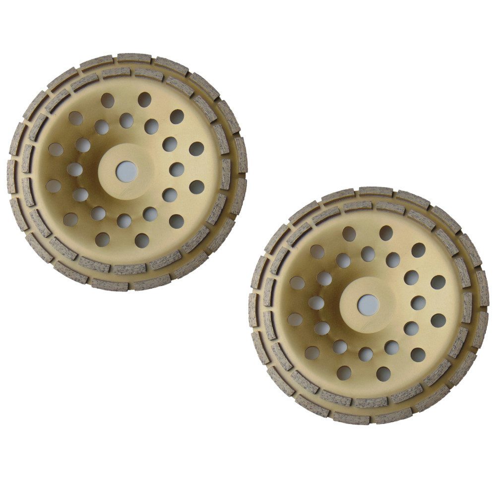 Trade-Shop Schleifteller Diamant 2x geeignet für Beton, Estrich, Kalksandstein, Mauerwerk, ø 230.00 mm, 2-St., doppelreihig / Innendurchmesser: 22,23 mm / Anzahl der Segmente: 36