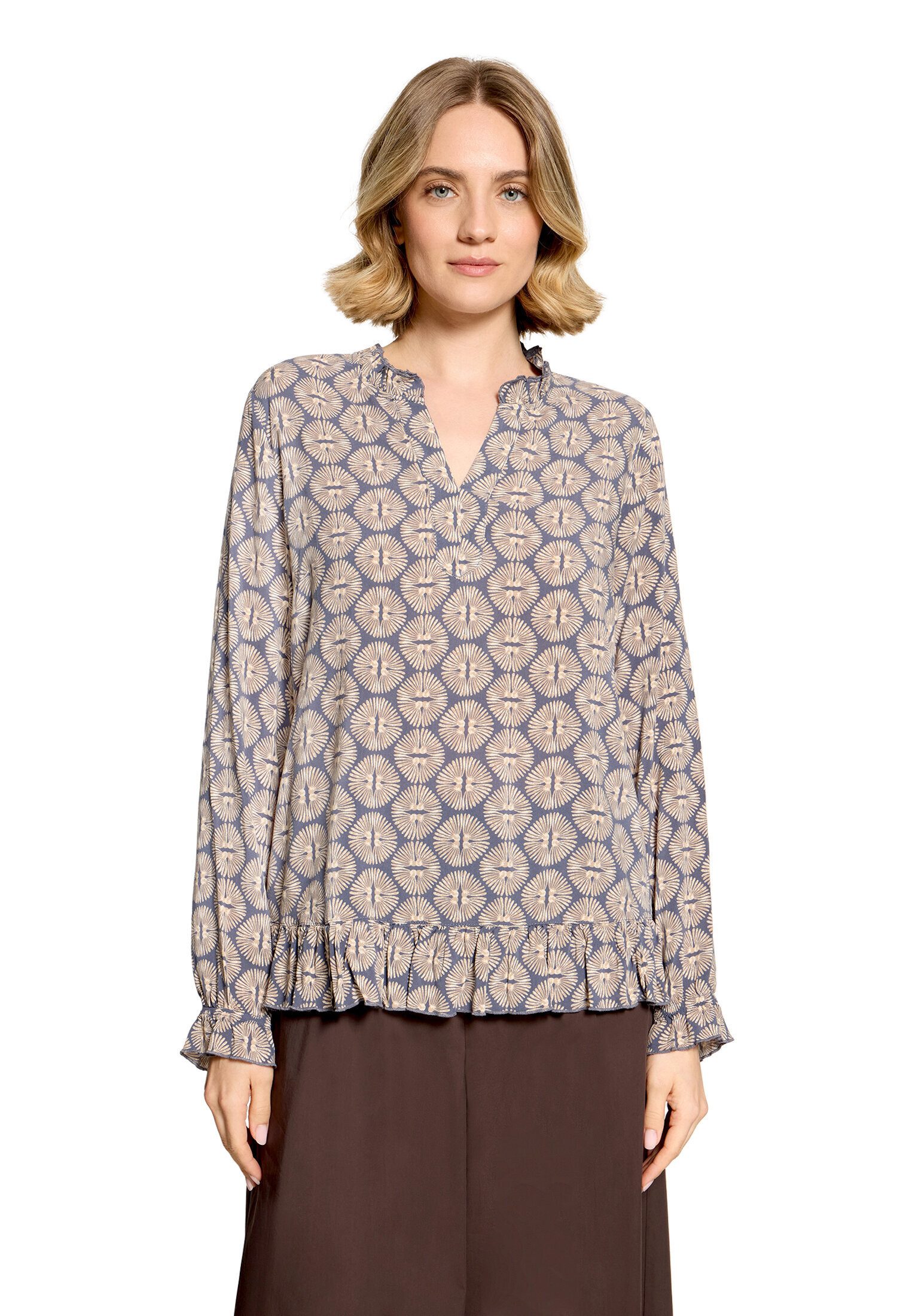 Cartoon Schlupfbluse Damen mit Raffung