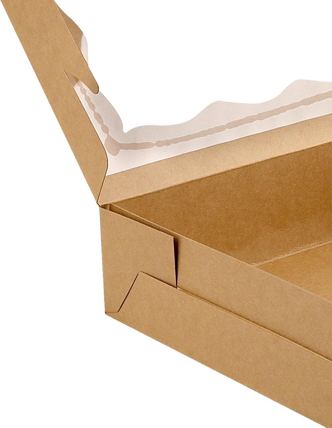 FELIXLEO Aufbewahrungssystem 20 Stück Kuchenboxen Sichtfenster 180x110x40 mm Braun Kraftpapier., (1-tlg) – Bild 3 von 5