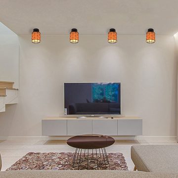 etc-shop Deckenstrahler, Leuchtmittel nicht inklusive, Deckenleuchte Holzlampe Wohnzimmerlampe Esstischleuchte Gitter-Design