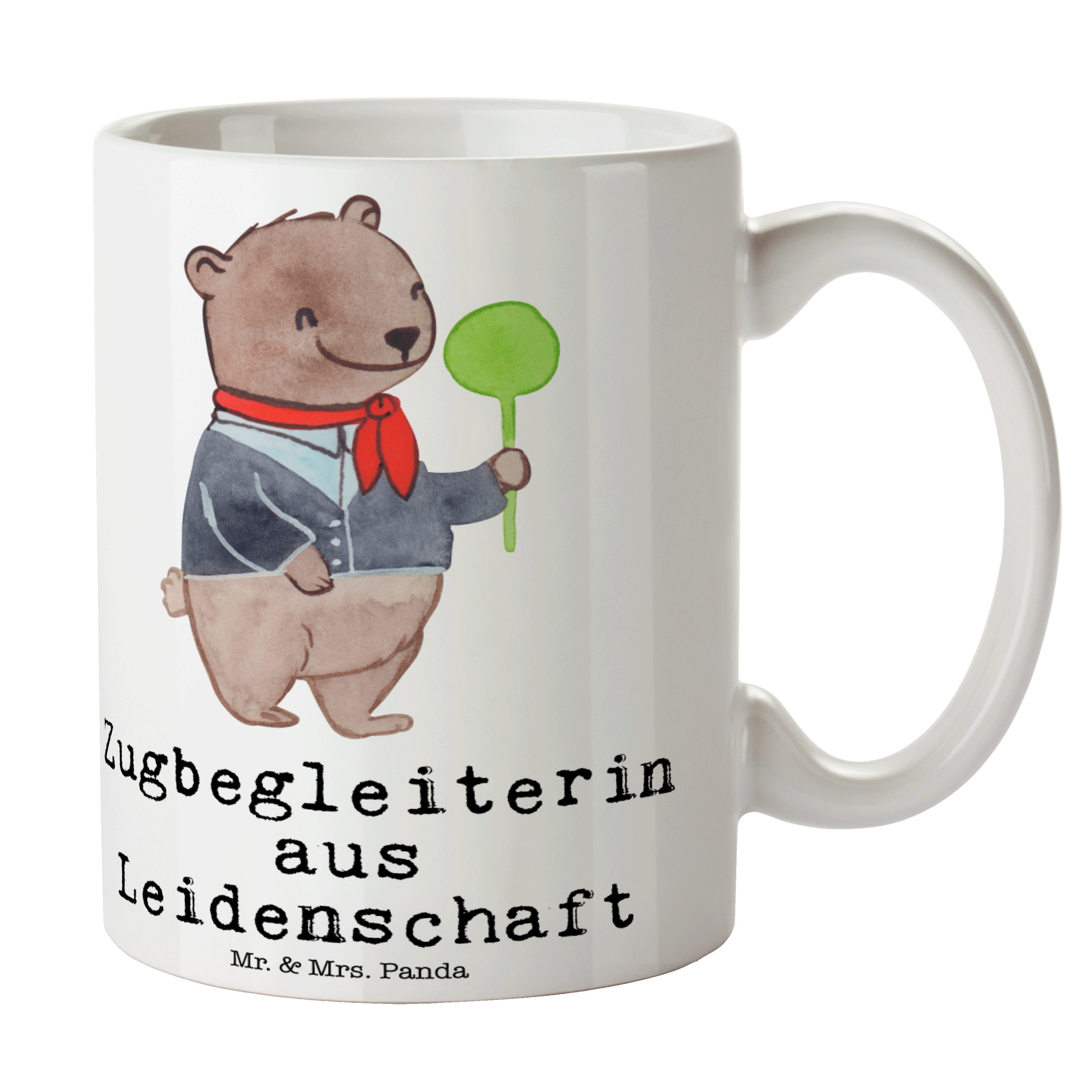 Mr. & Mrs. Panda Tasse Zugbegleiterin aus Leidenschaft - Weiß - Geschenk, Arbeitskollege, Ta, Keramik