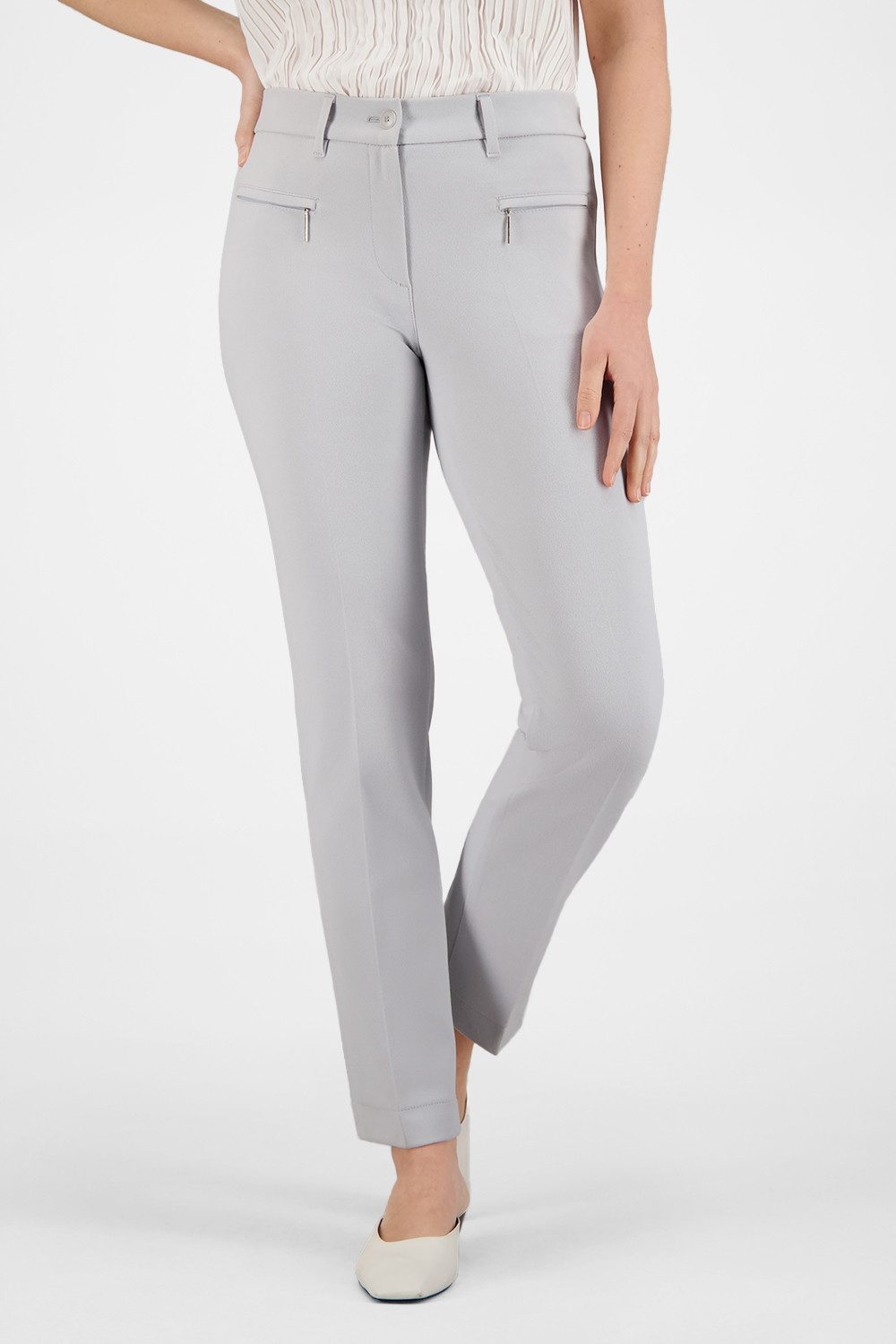 Atelier GARDEUR Slim-fit-Jeans ZENE51-601371-1091 Slim Fit Hose hellgrau Umschlagsaum Slim Fit mit elastischem Poly-Mix und Reißverschluss-Leistentaschen