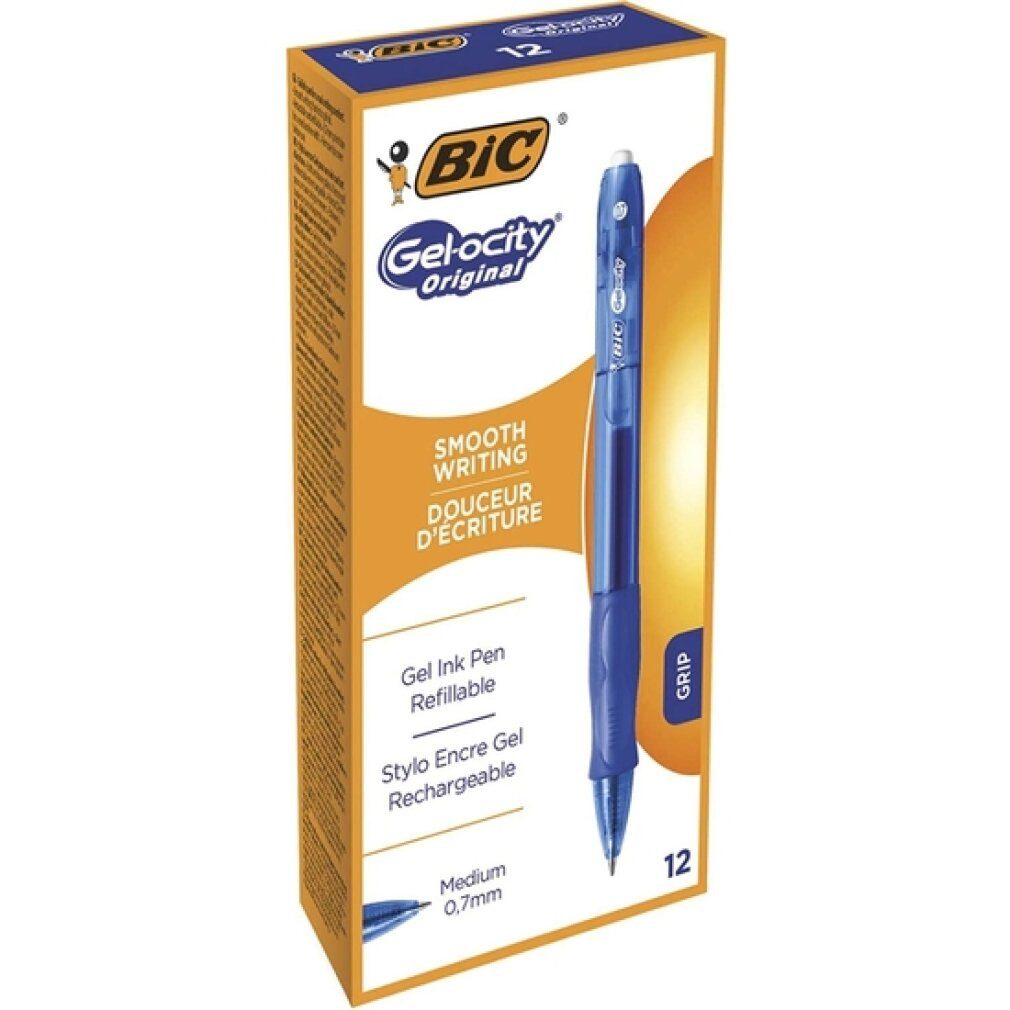 BIC Notizzettel 12 Gel-ocity Gelschreiber blau/transparent 0,3 mm, Schreibfarbe: blau