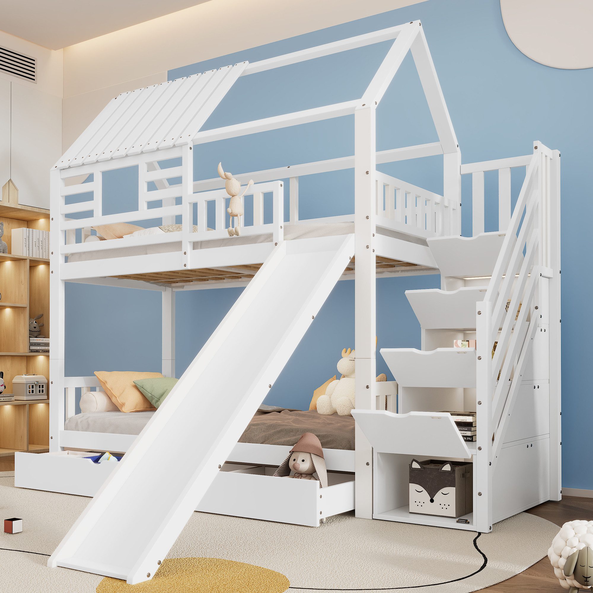 Flieks Etagenbett, Hausbett Kinderbett 90x200cm mit günstig online kaufen