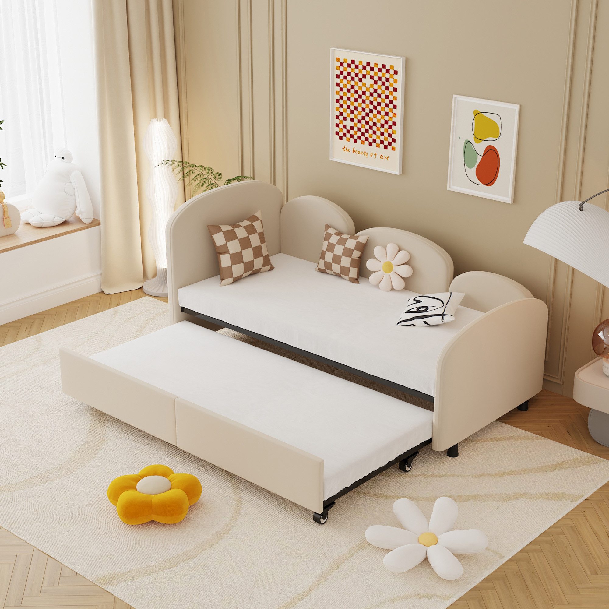 Flieks Daybett, Polsterbett Sofabett mit Ausziehbett 90x200cm/180x200cm günstig online kaufen