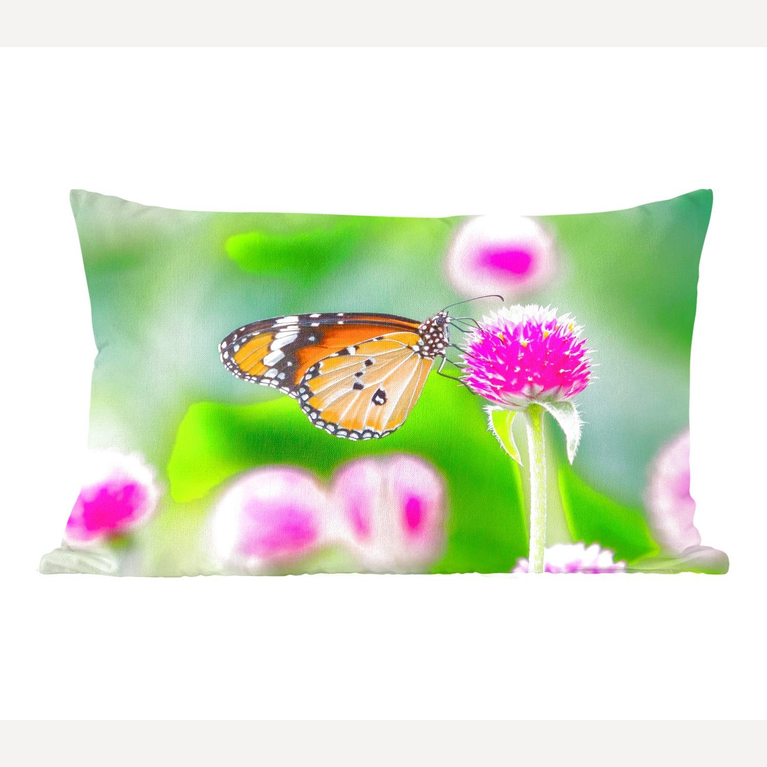 MuchoWow Dekokissen Landleben - Schmetterling - Distel - Blume, Wohzimmer Dekoration, Zierkissen, Dekokissen mit Füllung, Schlafzimmer