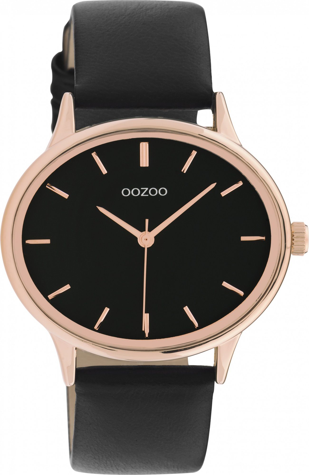 OOZOO Quarzuhr Damenuhr C11054 Oval Schwarz Rose Lederband 42 mm günstig online kaufen