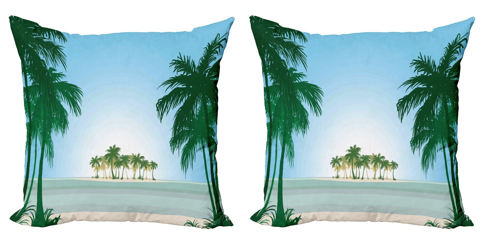 Kissenbezüge Modern Accent Doppelseitiger Digitaldruck, Exotische Palme-Strand Stück), Abakuhaus Tropisch (2