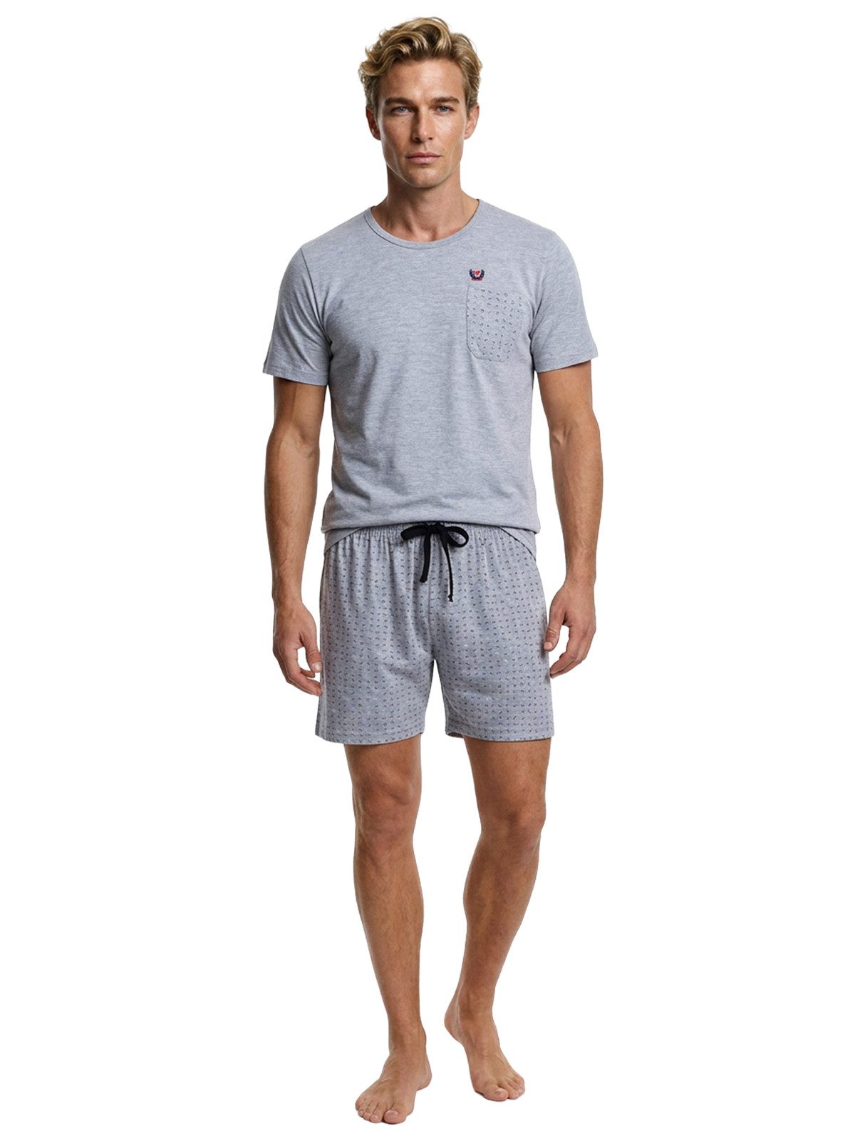 Henry Terre Shorty Paul Graphik Design Pyjama Set Kurz - Shorts – Bild 2 von 5