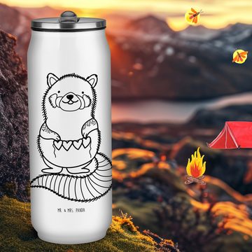 Mr. & Mrs. Panda Isolierflasche Roter Panda - Weiß - Geschenk, Getränkedose, Liebling, Tiermotive, He, Doppelwandiger Edelstahl.