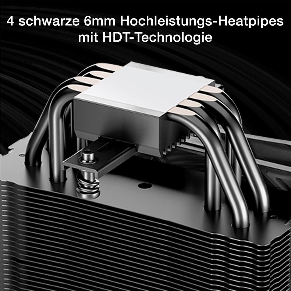 be quiet! CPU Kühler Pure Rock 3 Black, sehr hohe Kühlleistung, 4 Hochleistungs-Heatpipes – Bild 3 von 5