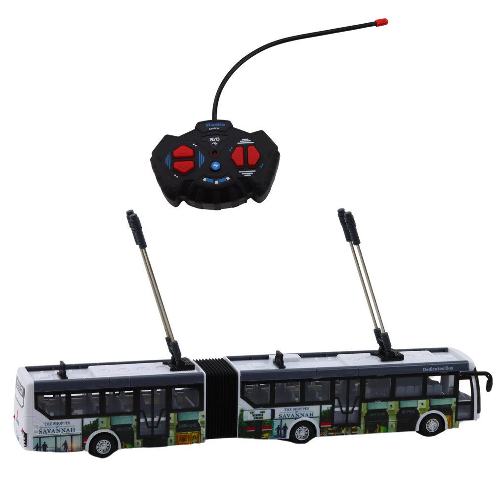 LEAN TOYS RC-Bus Gelenkbus Obus Spielzeugbus (Spar-Set, 1-tlg., 36 cm beleuchtet), LED-Licht, USB-Akku, 27 MHz, 36 cm