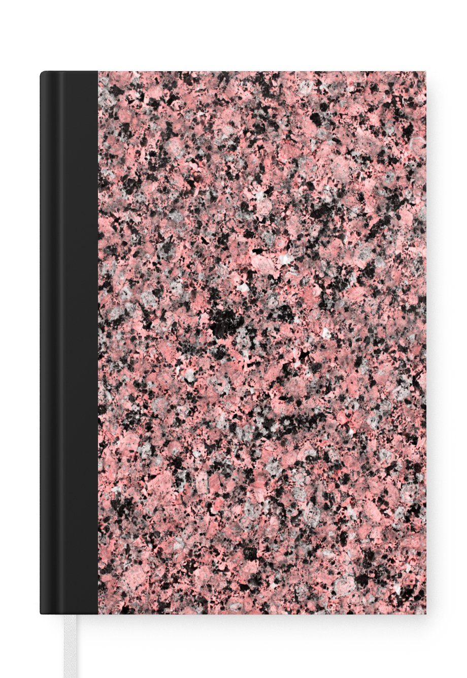MuchoWow Notizbuch Schwarz - 98 Granit Rosa A5, Tagebuch, Notizheft, Journal, - Haushaltsbuch Seiten, Merkzettel, Stein, 