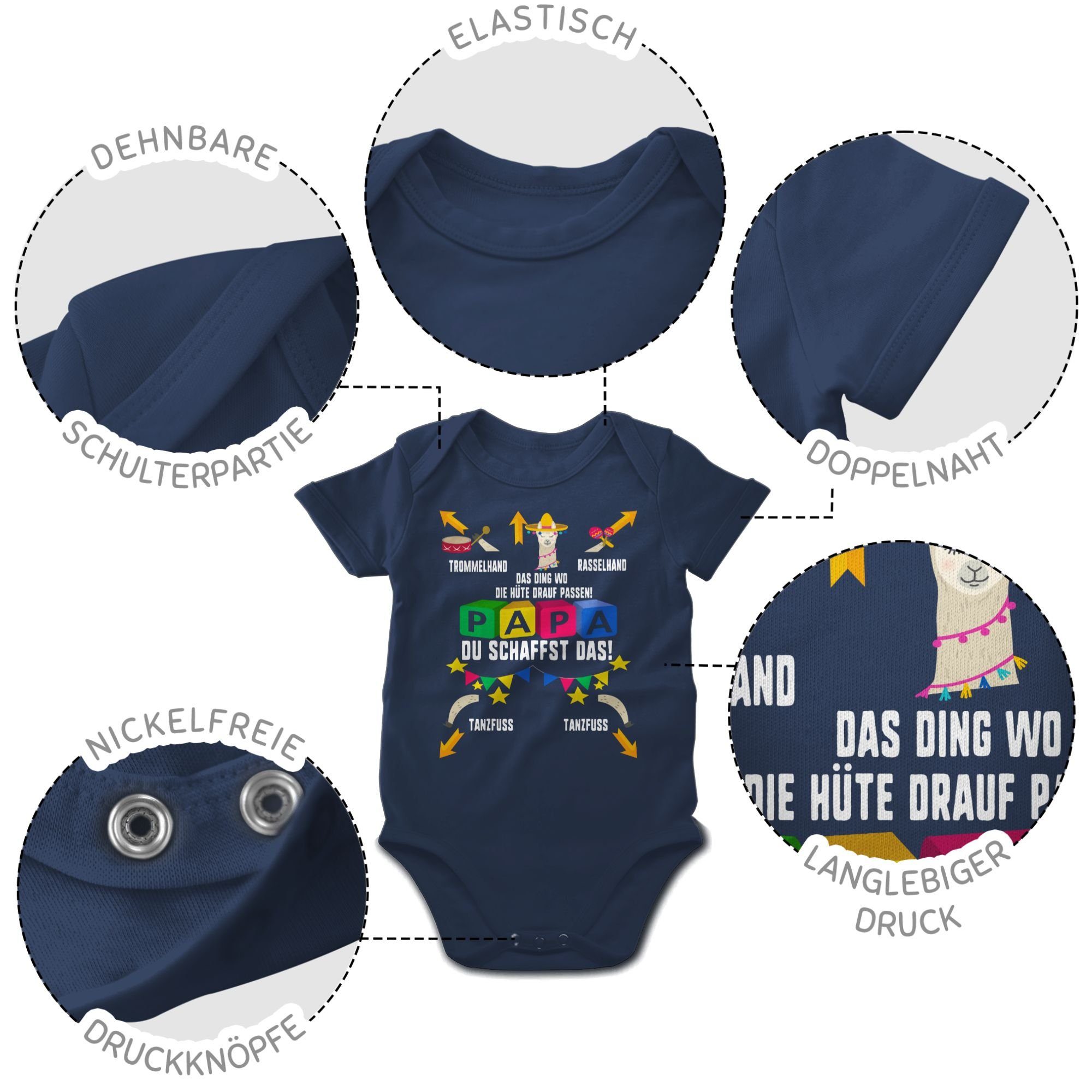 Papa Shirtracer 1 Navy Blau & schaffst Strampler Baby Shirtbody Junge du Lama das Mädchen