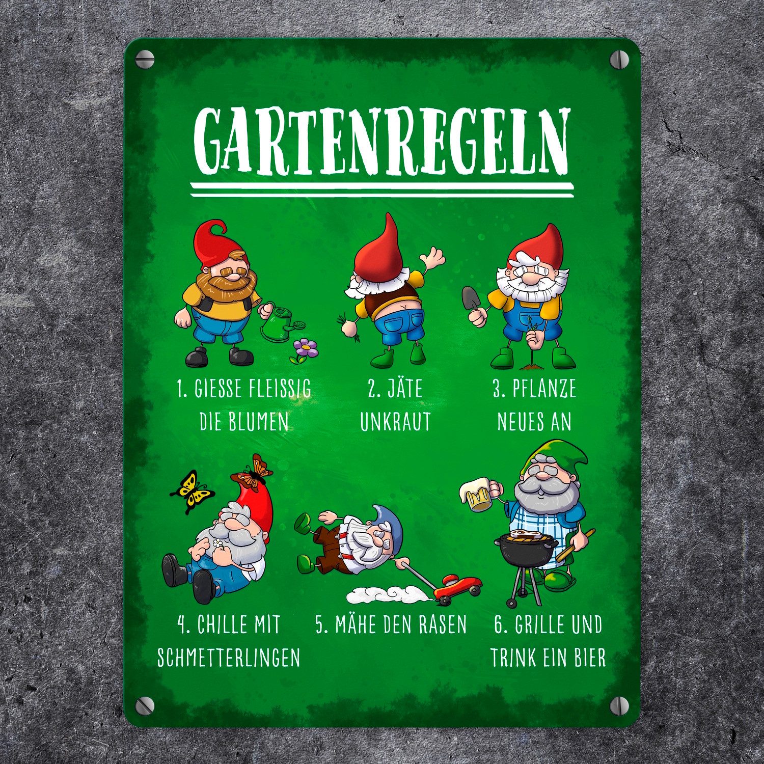 speecheese Metallschild Gartenregeln Metallschild in 15x20 cm mit lustigen günstig online kaufen