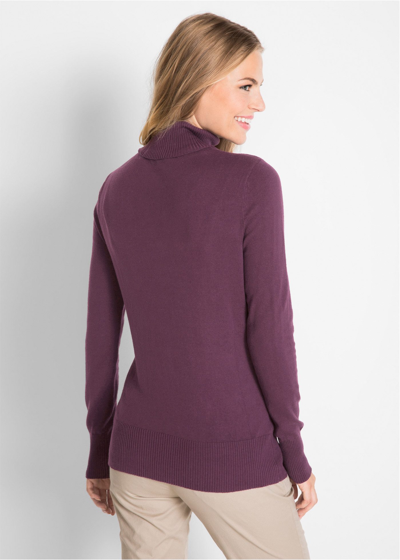 bonprix Rollkragenpullover aus Baumwollmischung, mit hohem Rollkragen, schmale Passform