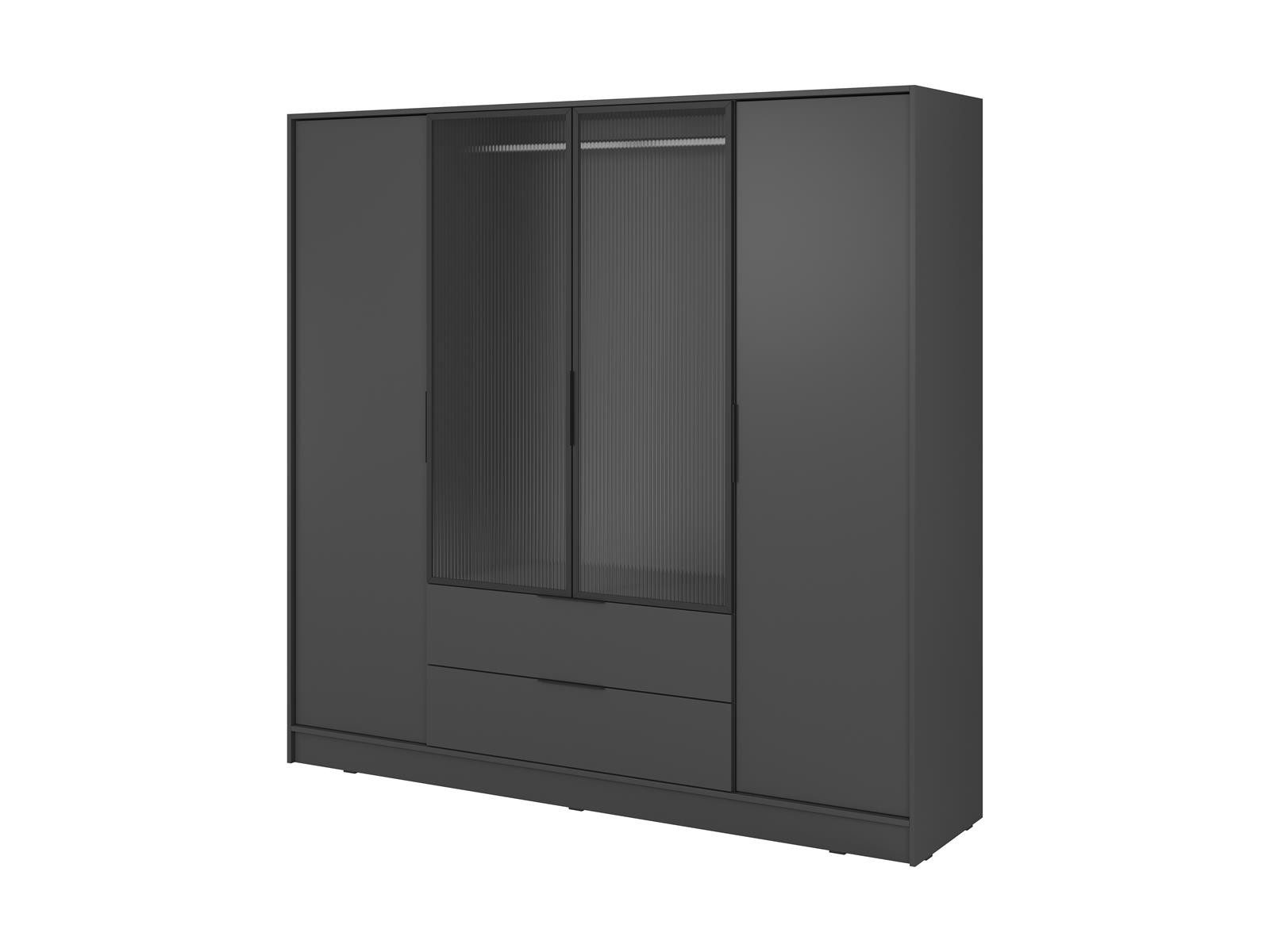 Compleo Drehtürenschrank mit geriffelten Glastüren, Designer Schrank KALS