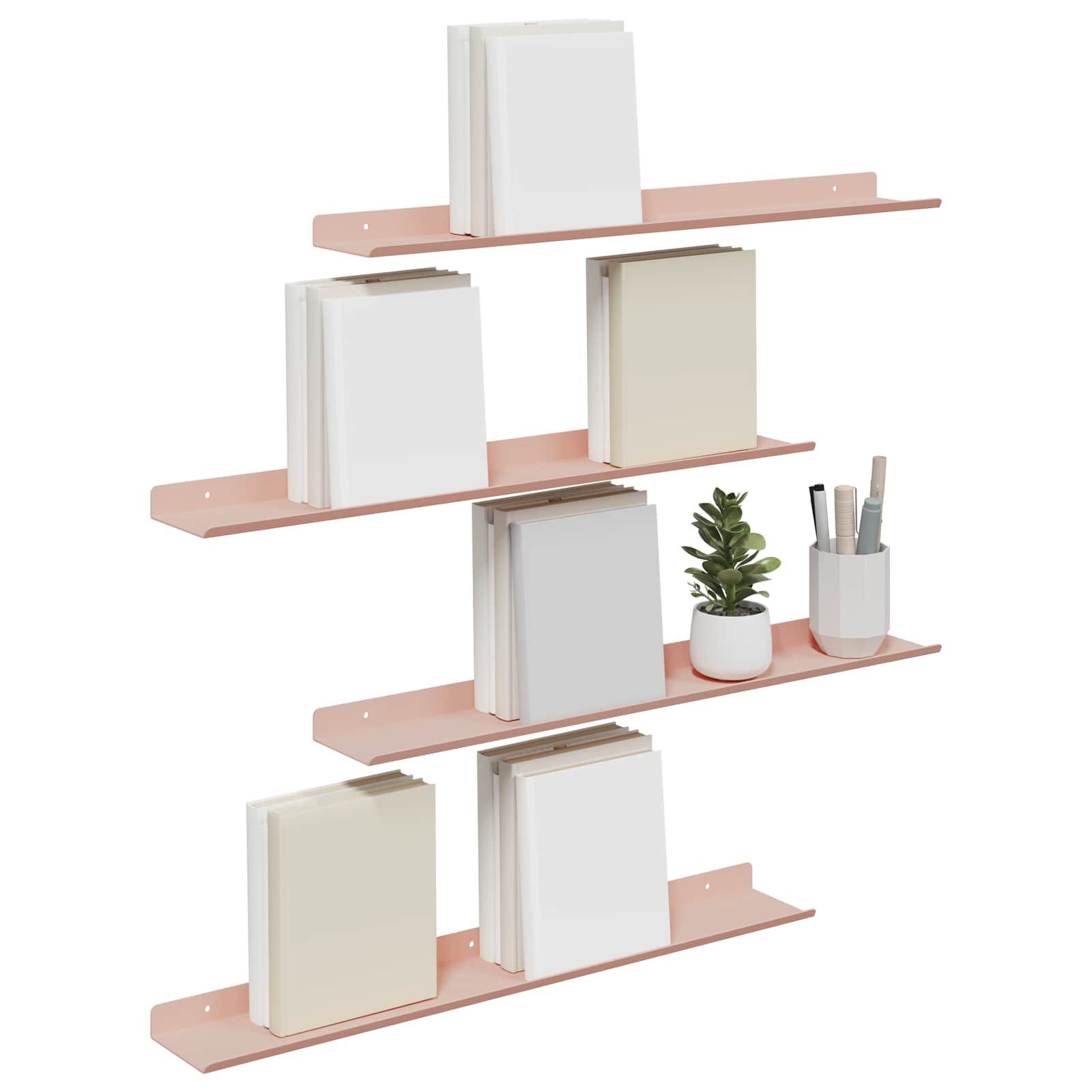 vidaXL Regal Schwebendes Regal 4 stk. Rosa 60 x 8,5 x 2,5 cm Stahl, 4-tlg.