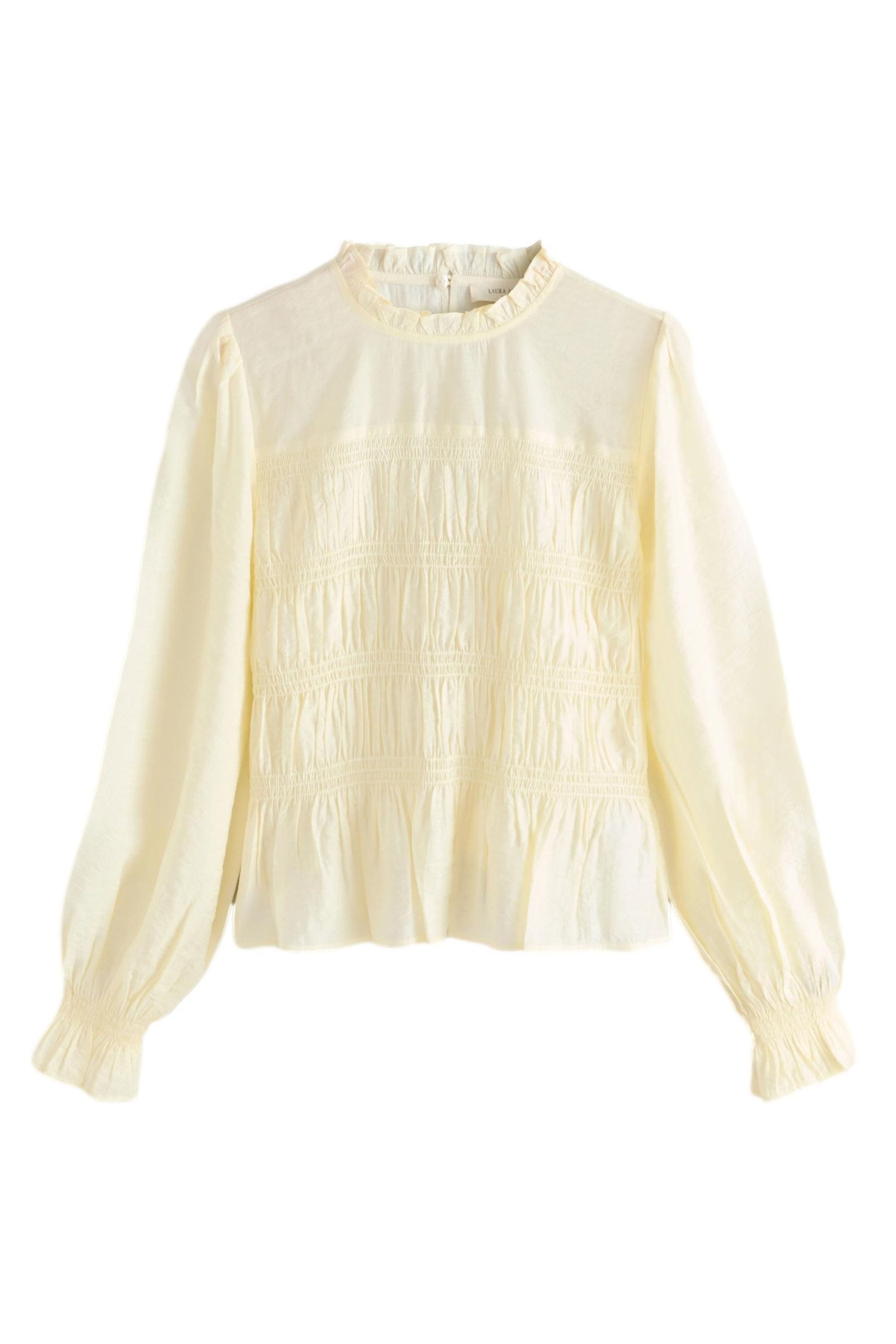 LAURA ASHLEY Langarmbluse Laura Ashley gesmokte Bluse mit langen Ärmeln (1-tlg)