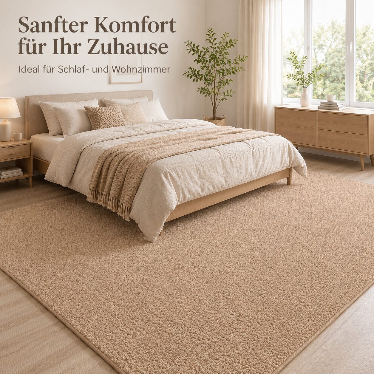 Lochas Teppich Kurzflor Teppich Uni Schwarz – Weich, rutschfest & waschbar