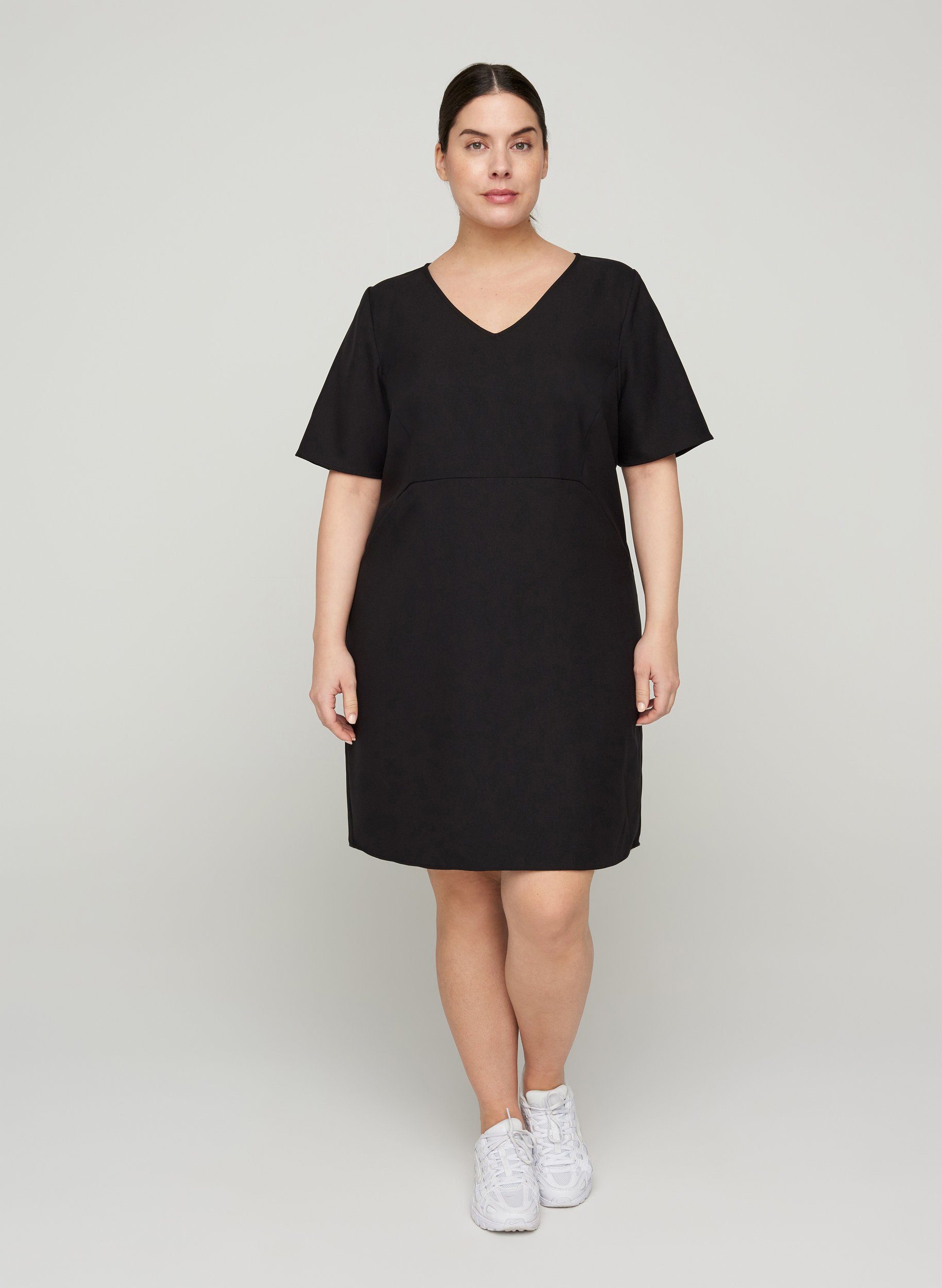 Zizzi Etuikleid Große Größen Damen Enganliegendes kurzarm Kleid mit  V-Ausschnitt online kaufen | OTTO