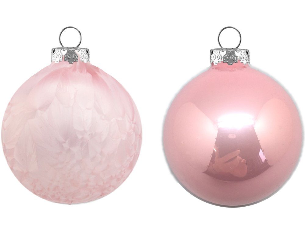 Thüringer Glasdesign Weihnachtsbaumkugel Weihnachtsbaumkugeln Eislack / Matt (6 Stück) Ø 8 cm - Christbaumkugeln Made in Germany (6 St), Aus Glas