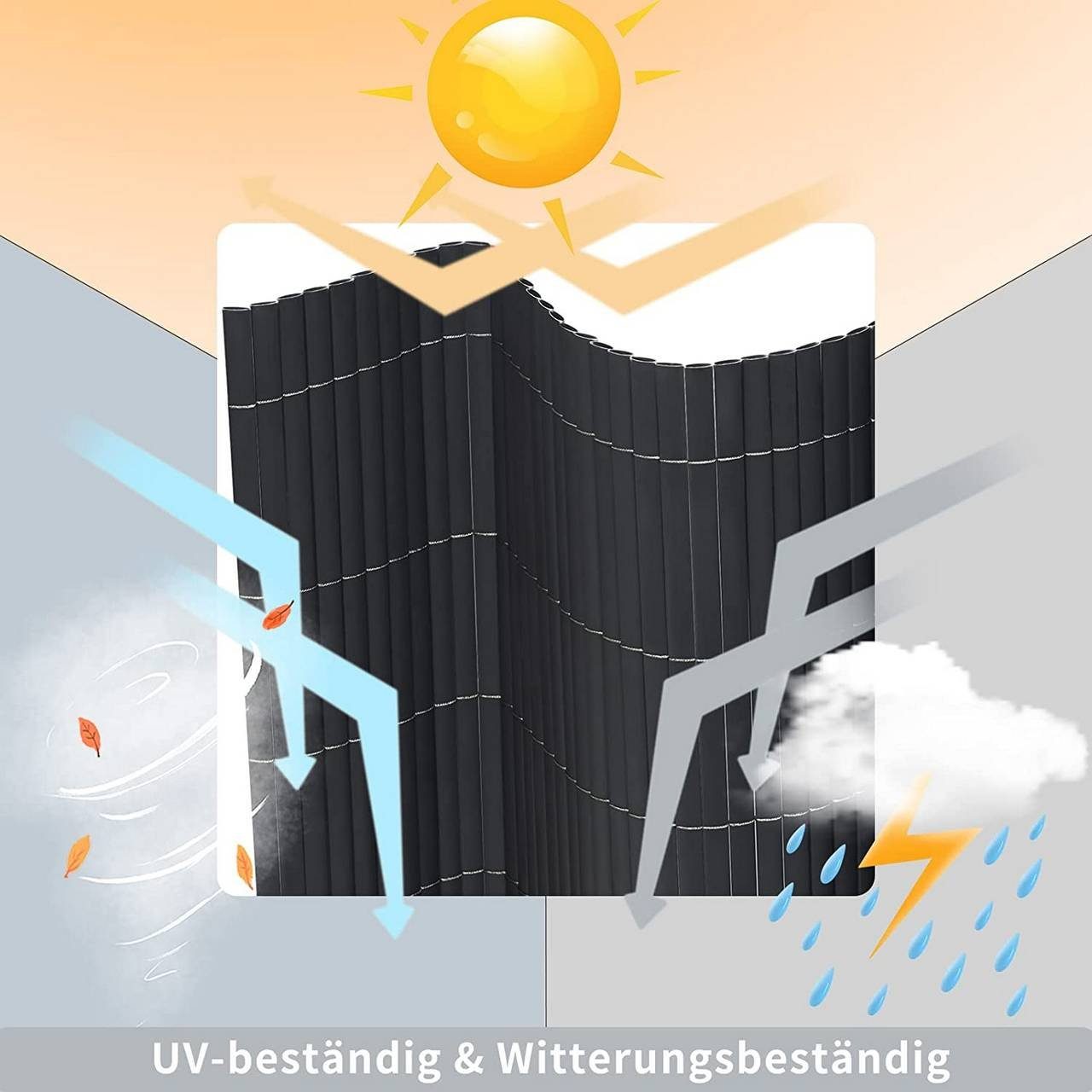 Woltu Balkonsichtschutz (1-St) Sichtschutzmatte PVC grau – Bild 4 von 5