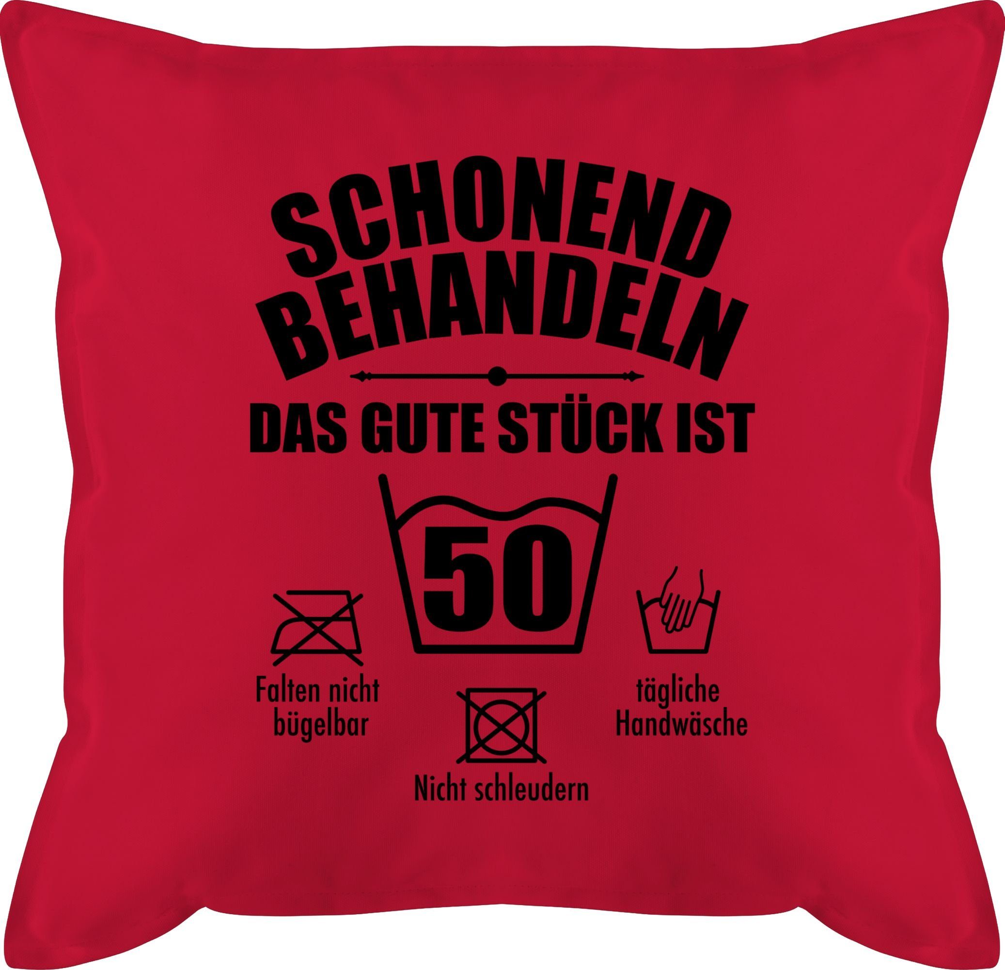 Schonend das 4 ist Stück behandeln Rot fünfzig, Geburtstag Dekokissen Shirtracer Kissen 50. gute