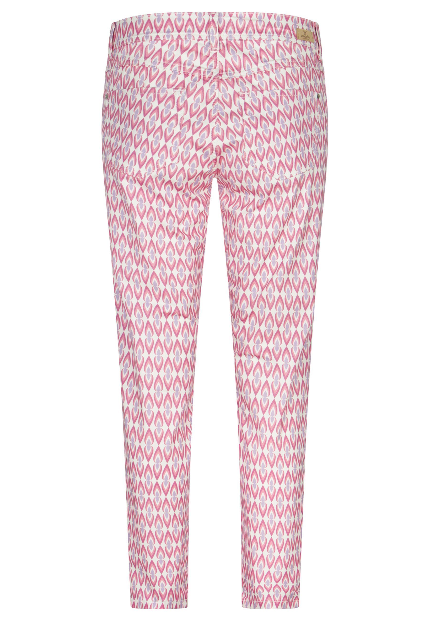 Hose pink Label-Applikationen ANGELS Retro Print 7/8-Jeans mit Ornella mit