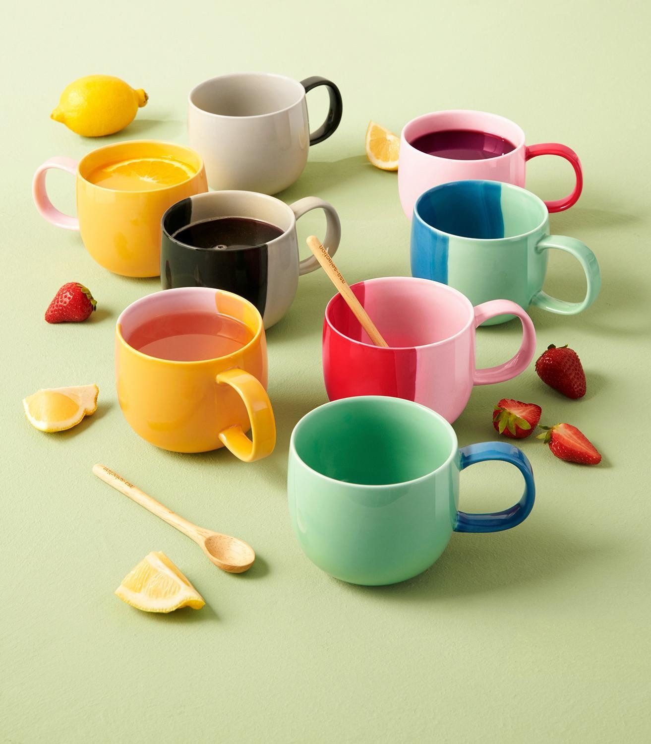 ASA SELECTION Espressotasse JOY, 90 ml, Orange, Rosa, 1-tlg., Porzellan, spülmaschinengeeignet