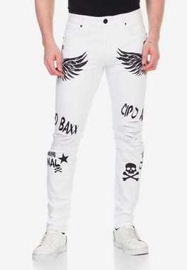 Cipo & Baxx Röhrenjeans mit tollen Print-Motiven in Straight Fit