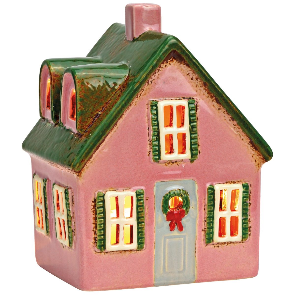 matches21 HOME & HOBBY Торшери Buntes Windlicht Lebkuchenhaus Stil aus Steingut, in 13x17x10 cm (1 St), Dekohaus als festliche Winterdeko & Weihnachtsdeko
