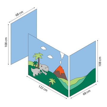 Bettvorhang Dinosaurier hellblau-grün inkl. Befestigung 100% Baumwolle, Hoppekids