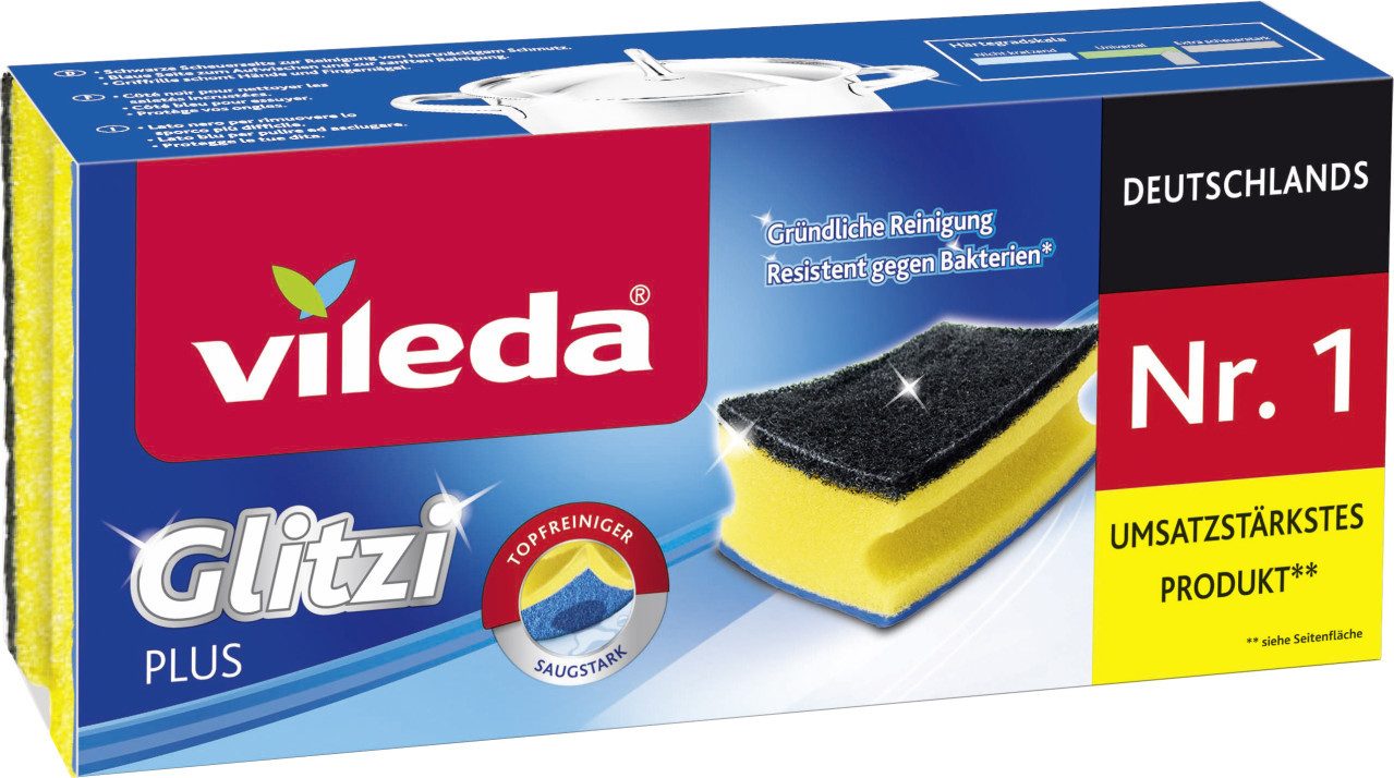 Vileda Geschirrschwamm Vileda Topfreiniger Glitzi Plus 3er Pack
