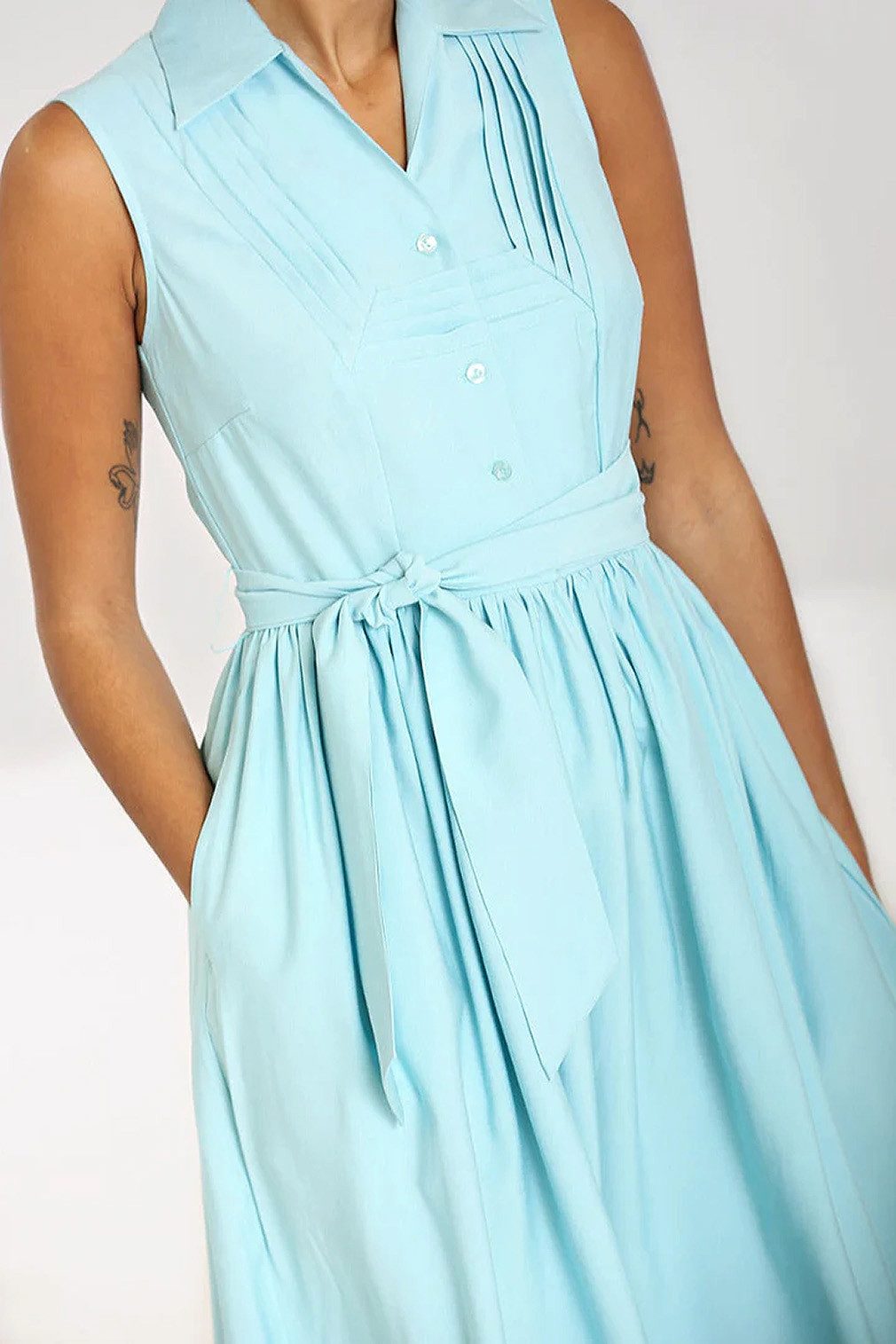 Hell Bunny A-Linien-Kleid Cry Baby Blau Retro Vintage Swing Dress Blusenkleid
