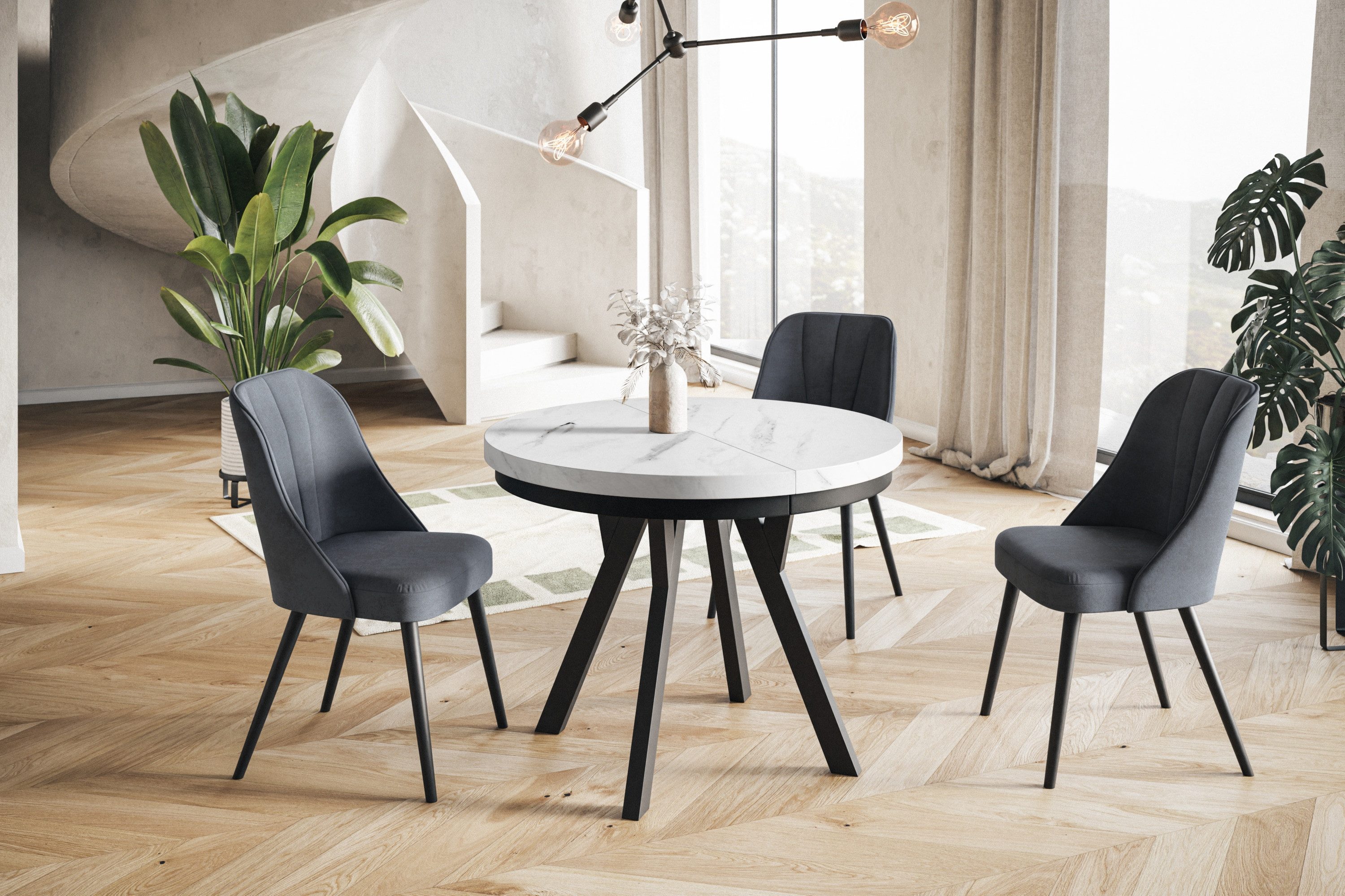 Alpi-Möbel Esstisch Wohnzimmertisch - Ausziehbarer runder Tisch 80-120 cm - günstig online kaufen