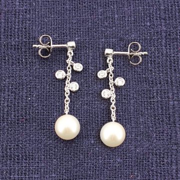 trendor Paar Ohrhänger Silber 925 Ohrhänger mit Perlen