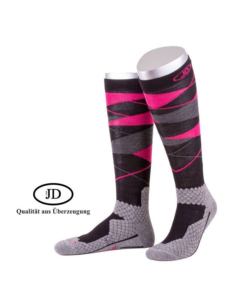 JD Kniestrümpfe All Season ThermoCool Reitstrumpf (Argyle-Muster) grau/fuchsia Herren