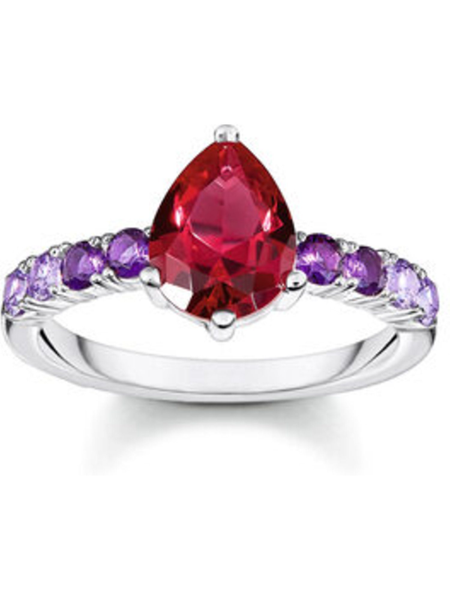 THOMAS SABO Fingerring Thomas Sabo Damen-Damenring 925er Silber Glasstein, Korund, synthetisch