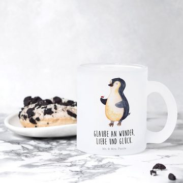 Mr. & Mrs. Panda Teeglas Pinguin Marienkäfer - Transparent - Geschenk, Teetasse, Teetasse aus, Premium Glas, Edler Aufdruck